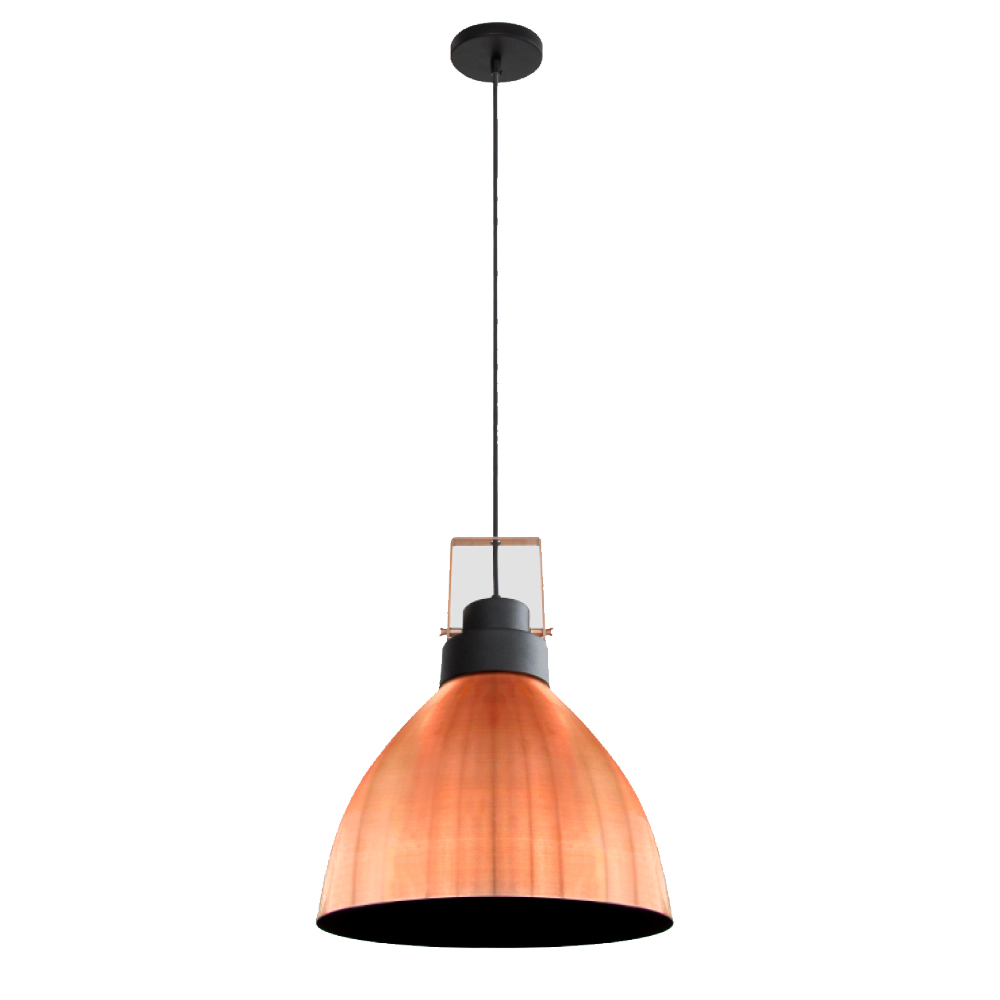 Pendente Aveiro Metal L Mpada E Cobre Preto Kin Light Santil