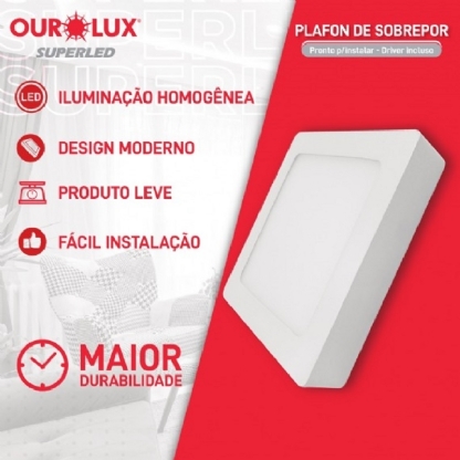 PAINEL LED SOBREPOR QUADRADO 36W BIVOLT 4000K OUROLUX