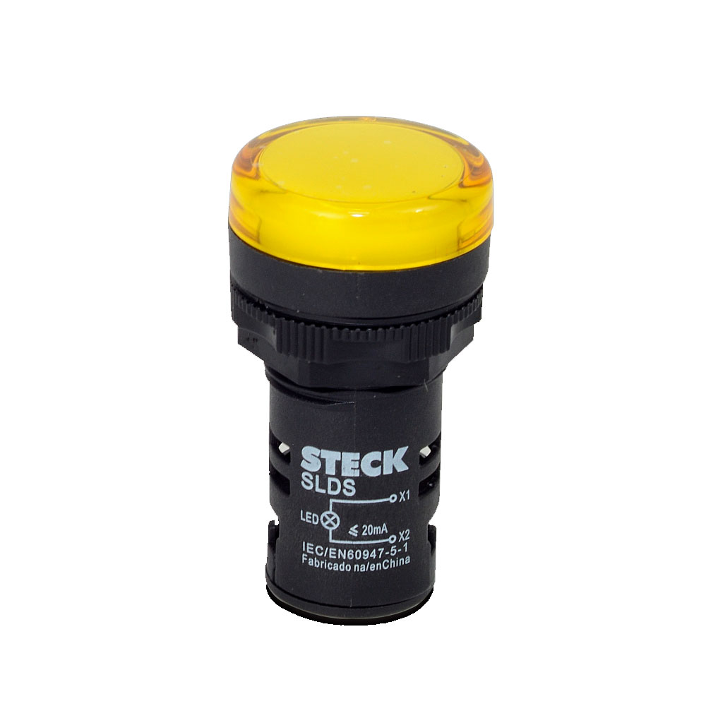 Sinalizador LED Plástico Monobloco 24VAC/CC Amarelo - Steck