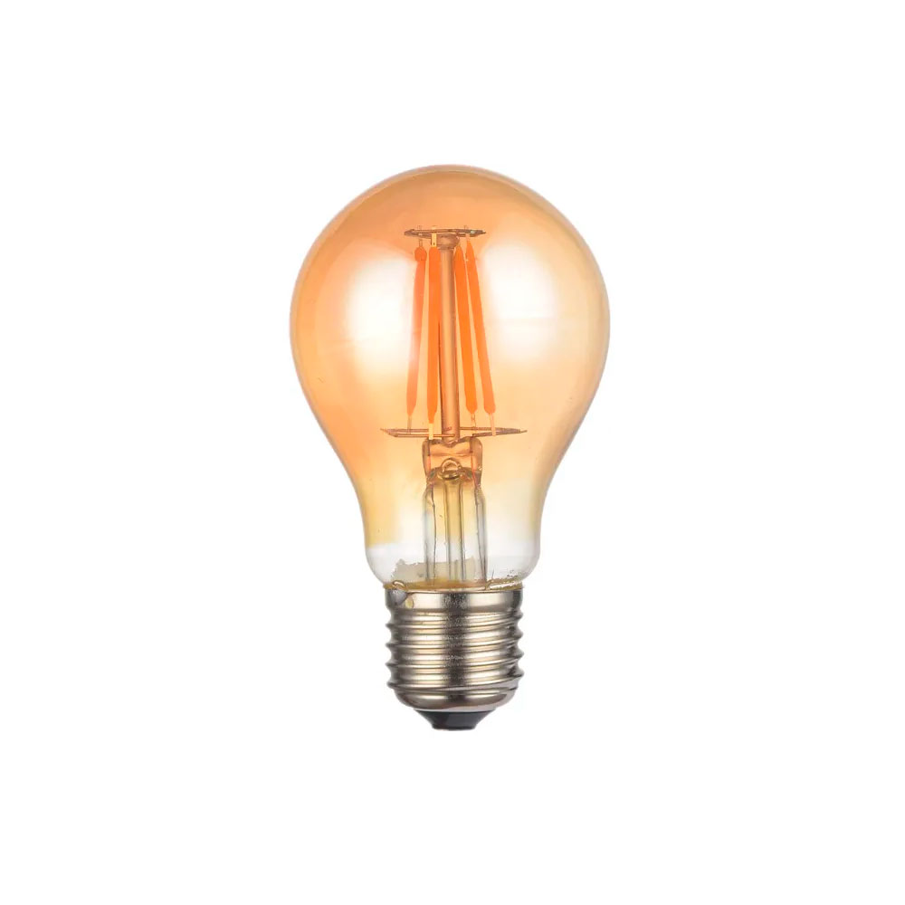 Lampada Led Filamento Bulbo 4W Bivolt Luz Ambar E27 - Gaya