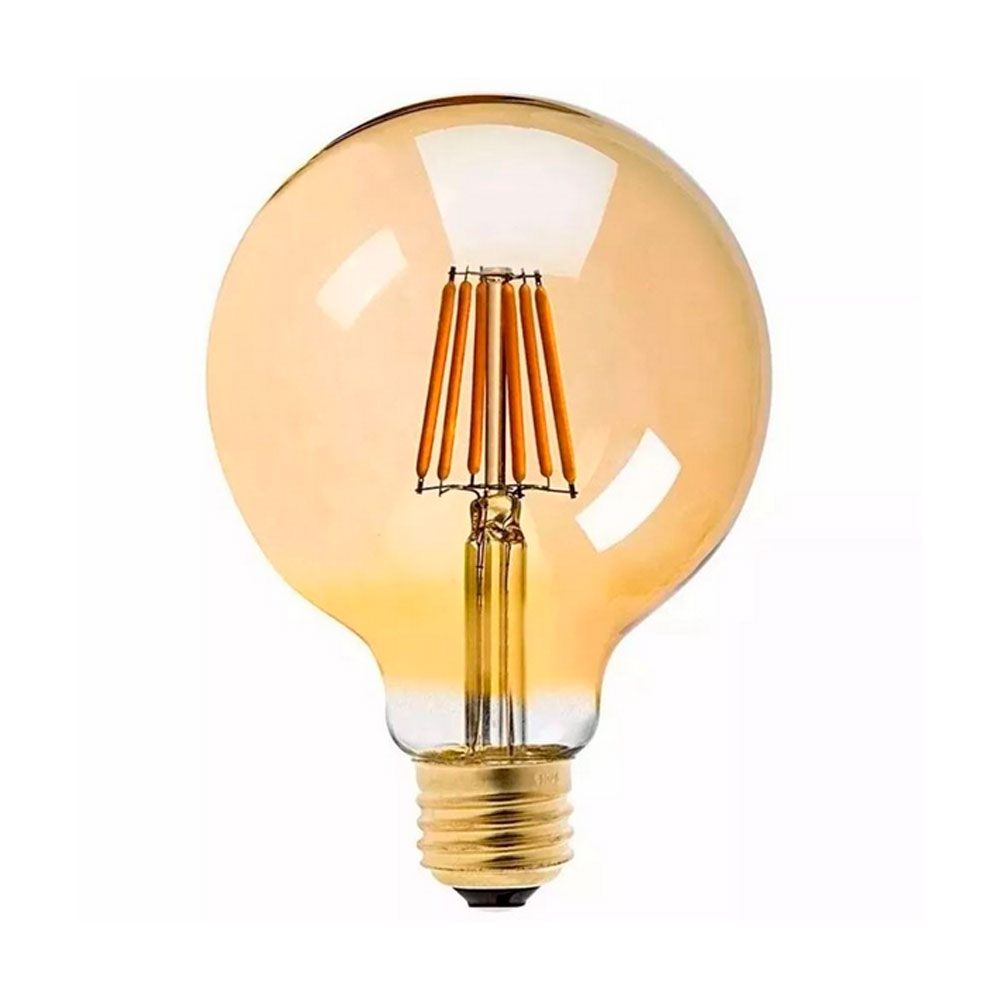 Lampada Led Filamento G95 4W Bivolt Luz Ambar E27 - Gaya