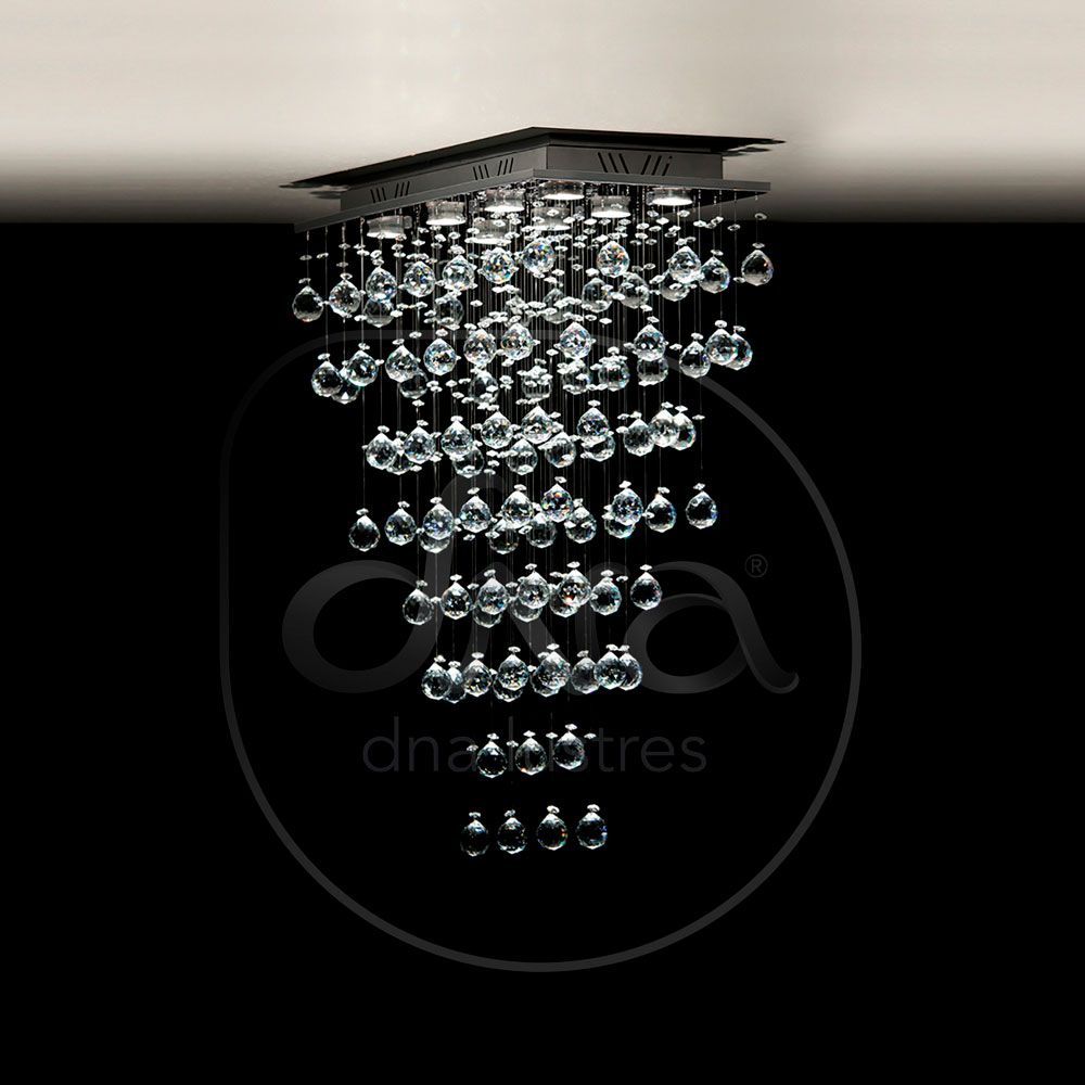 Plafon Gaudi Metal e Cristal p/ 10 Lampadas GU10 - DNA Lustres