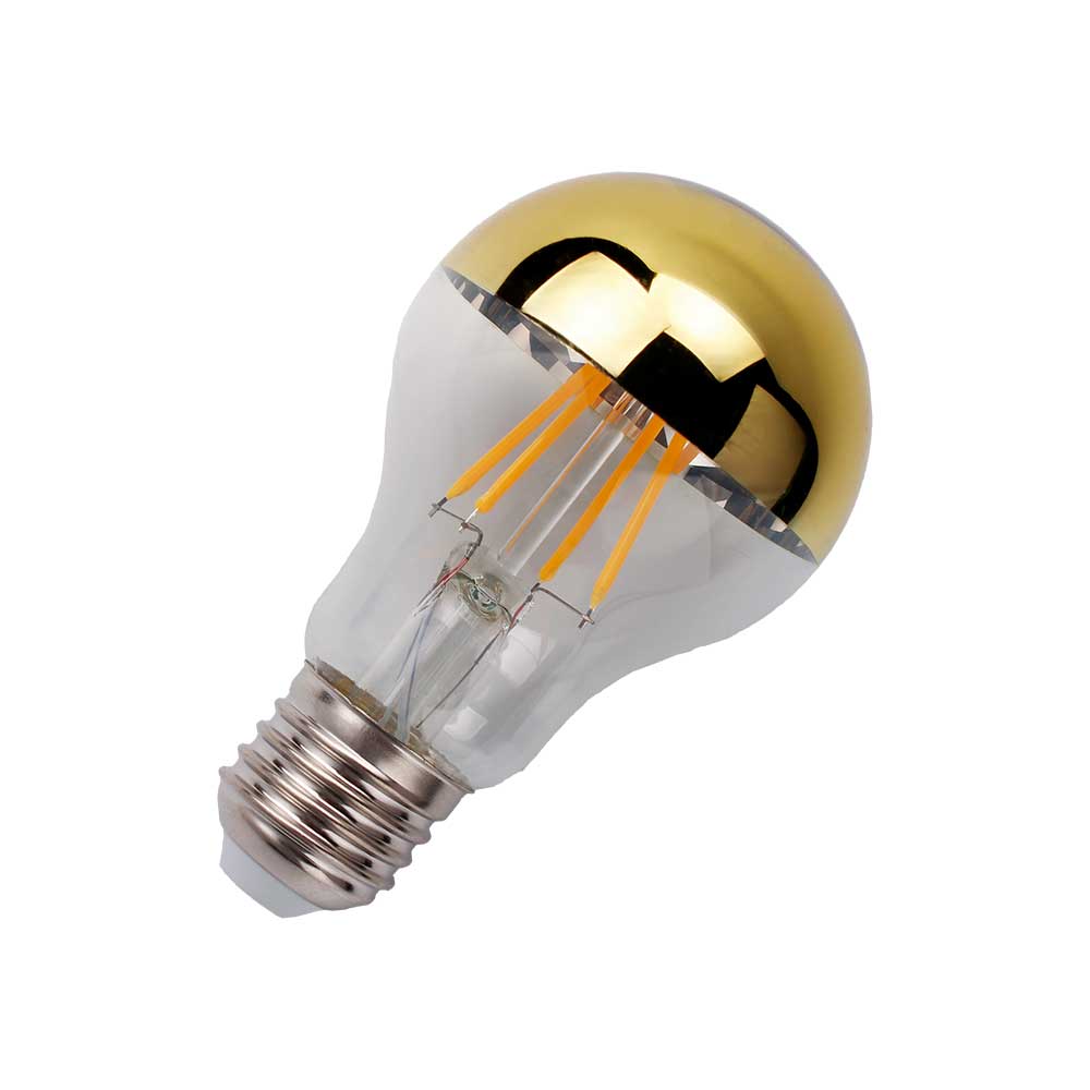 Lâmpada Led Filamento Bulbo Defletora Dourada 4W Bivolt Luz Âmbar - Luminatti